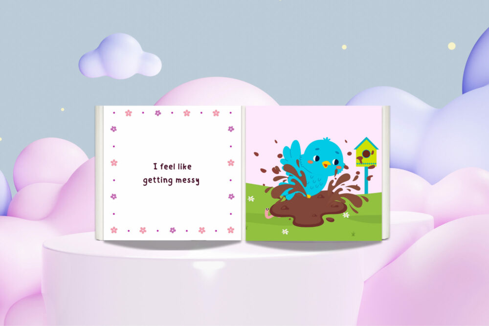 Interior pages of a children’s picture book with soft illustrations.