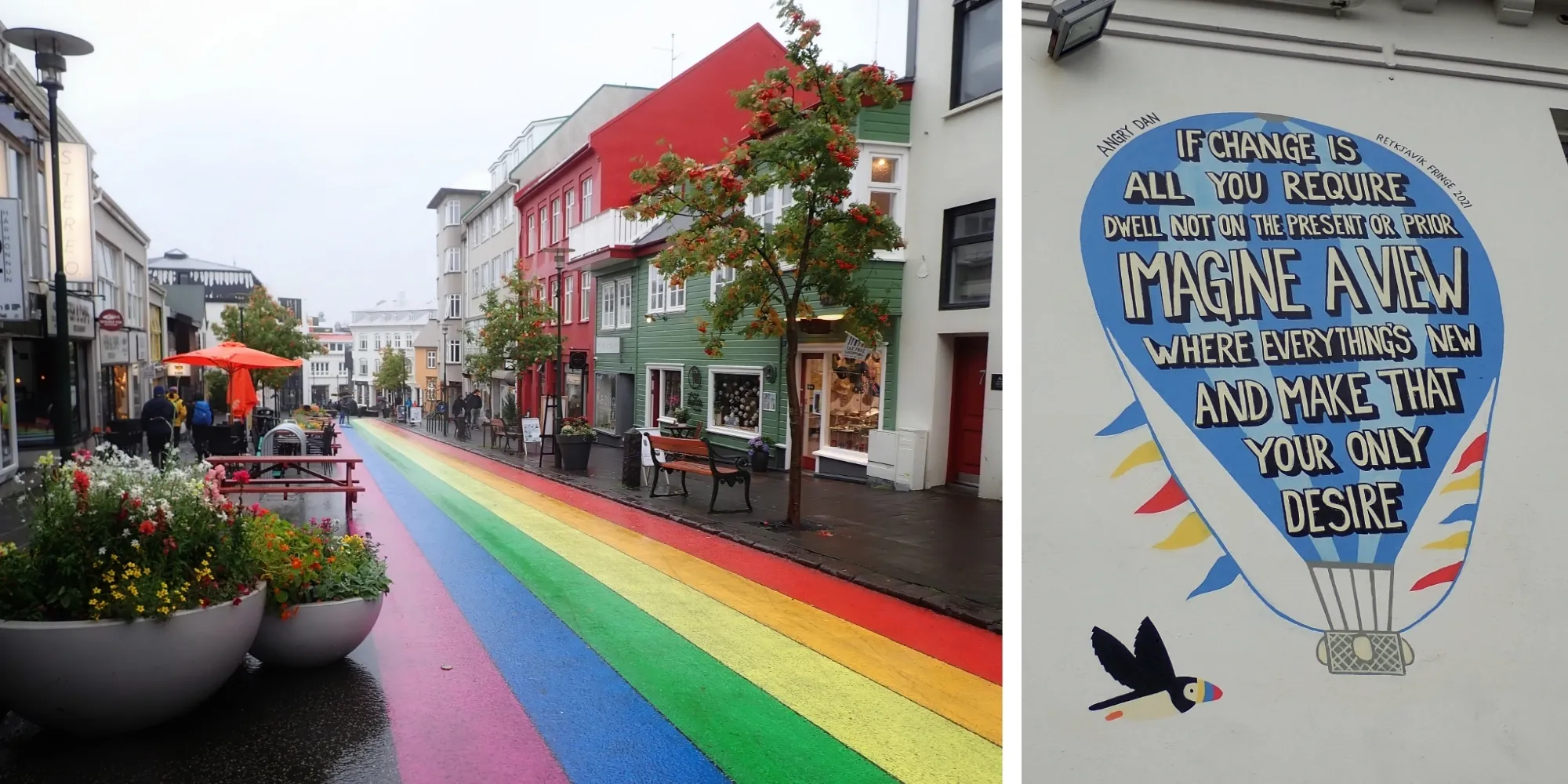 La rue arc-en-ciel et street art de Reykjavik Rue arc-en-ciel Reykjavik street art Islande